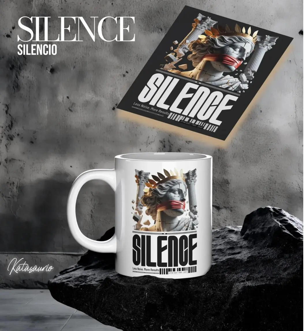 Silence taza y póster